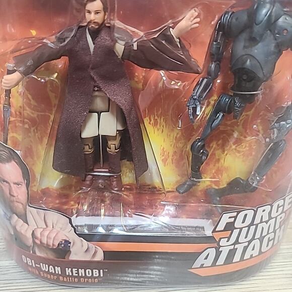 Star Wars Revenge Of The Sith Obi-Wan Kenobi With Super Battle Droid Figures NIP - Picture 2 of 3